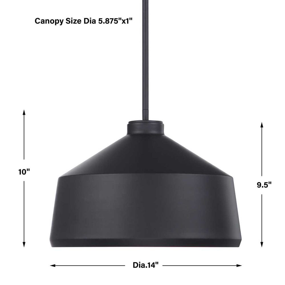 Matte Black Metal Shade Pendant Light