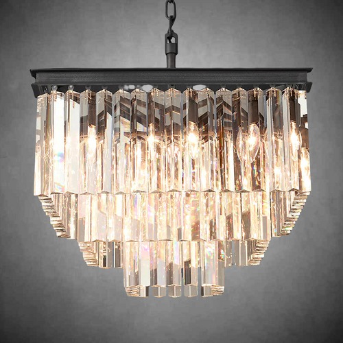 1920s Odaon Art Deco Square Chandelier 22"