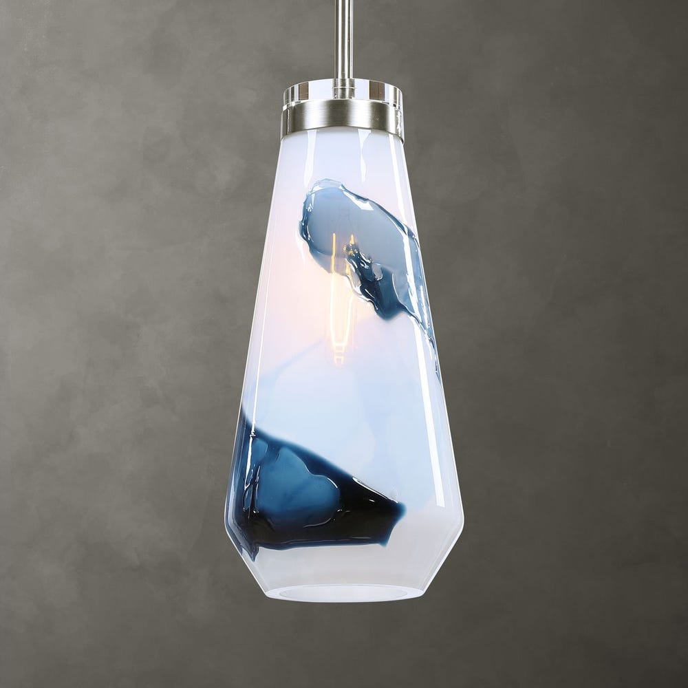 Windswept Blue and White Mini Pendant Light