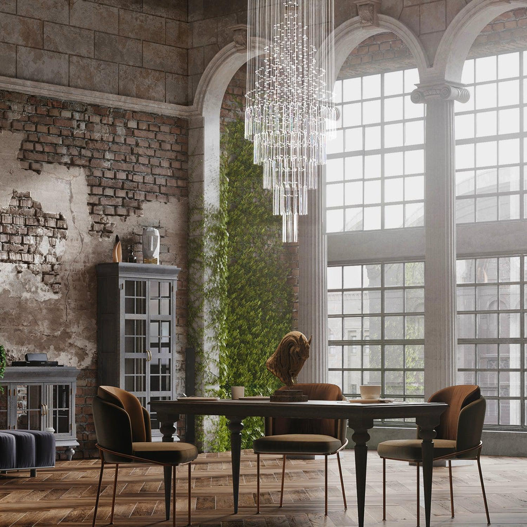 Floating Castle Round Rain Crystal Chandelier Ceiling Lights