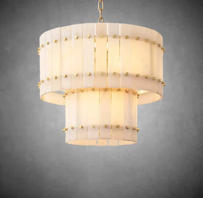 Sun Marcus Alabaster Round Tiered Chandelier