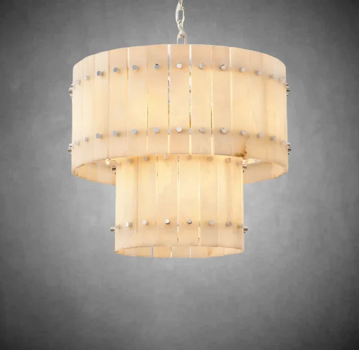 Sun Marcus Alabaster Round Tiered Chandelier