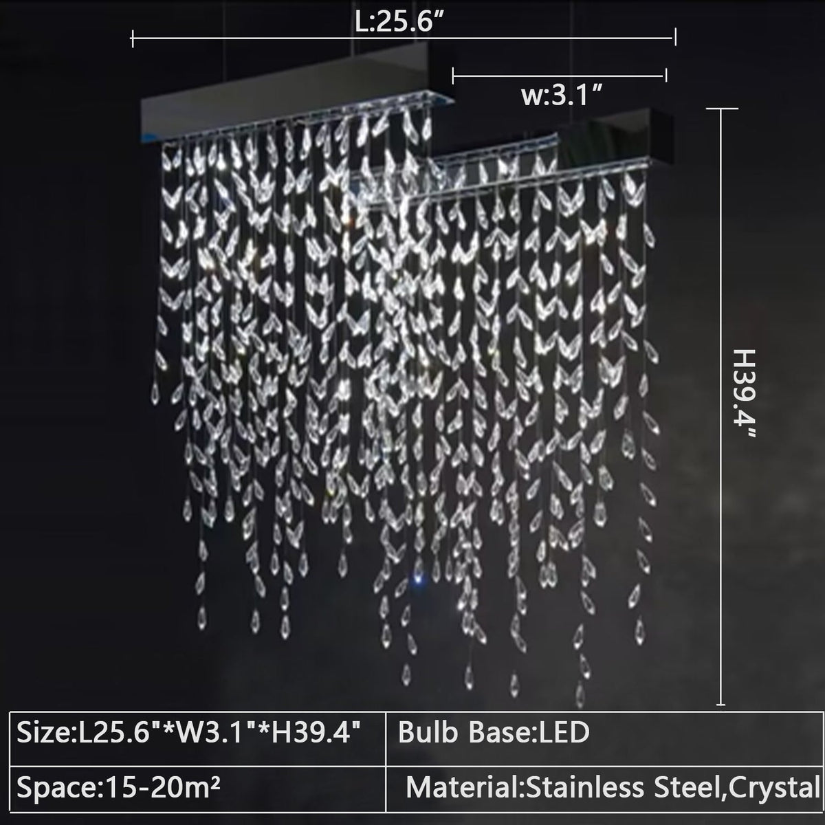 2023 New Modern Creative Light Luxury Tassel Long Crystal Chandelier Designer Models Dining Table/Bar Light Fixture