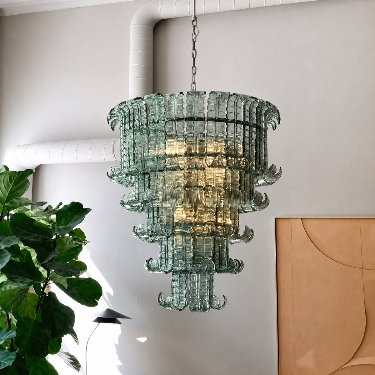 Tiered Chandelier  Murano-Style Glass
