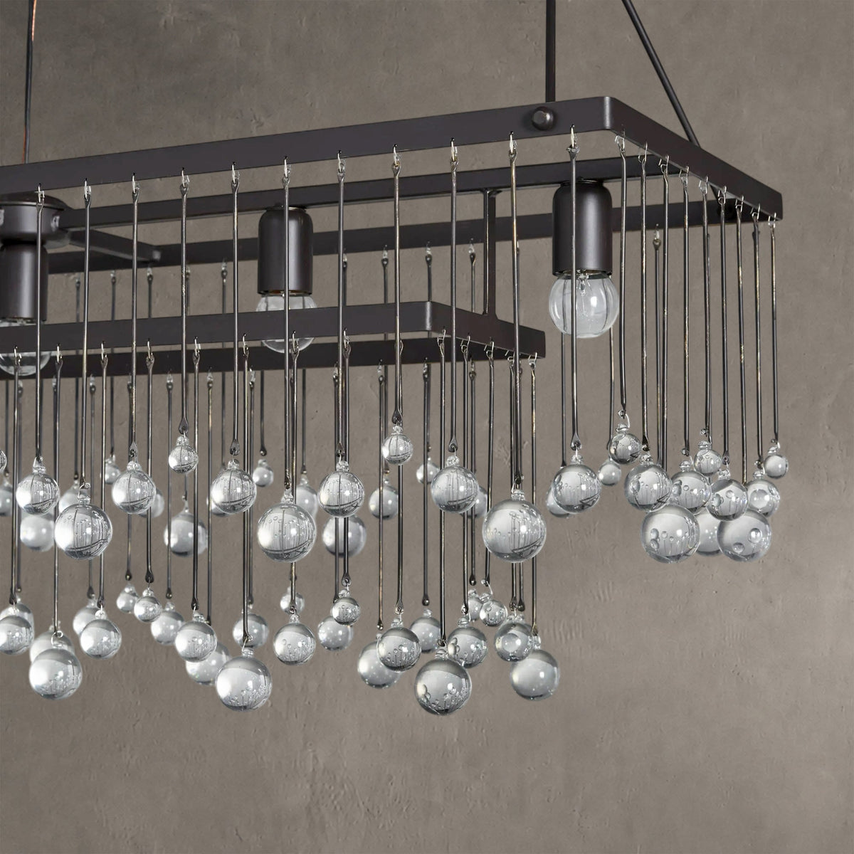 Aurelle Crystal Ball Rectangular Chandelier 47'' 60''