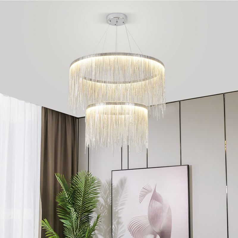 Vicky Two-tier Chain Tassel Round Chandelier