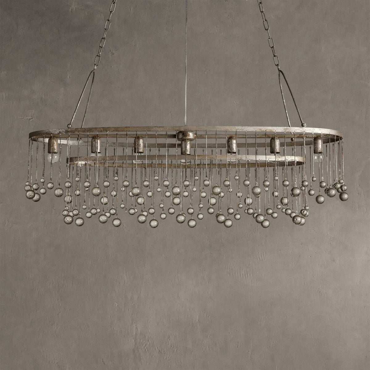 Aurelle Oval Crystal Ball 7 Light Chandelier