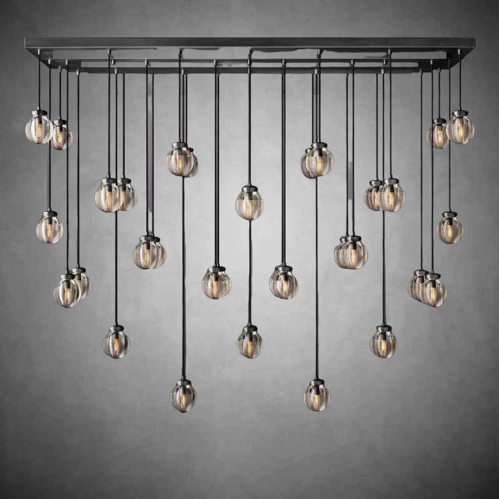 Pearls Spherical Modern Rectangular Chandelier 72”