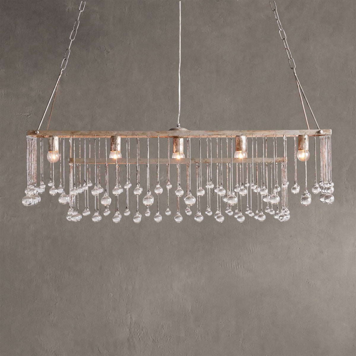 Aurelle Crystal Ball Rectangular Chandelier 47'' 60''
