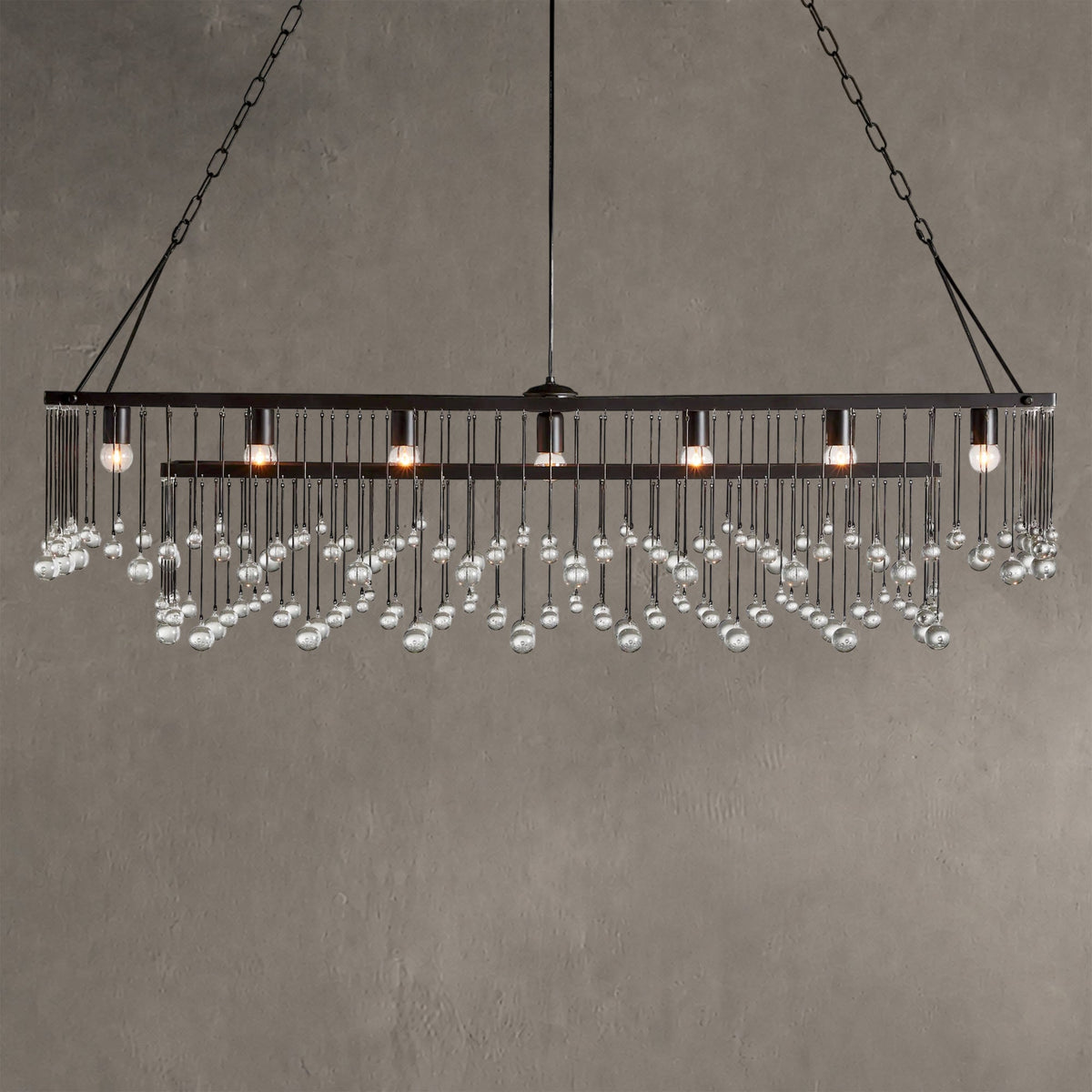 Aurelle Crystal Ball Rectangular Chandelier 47'' 60''