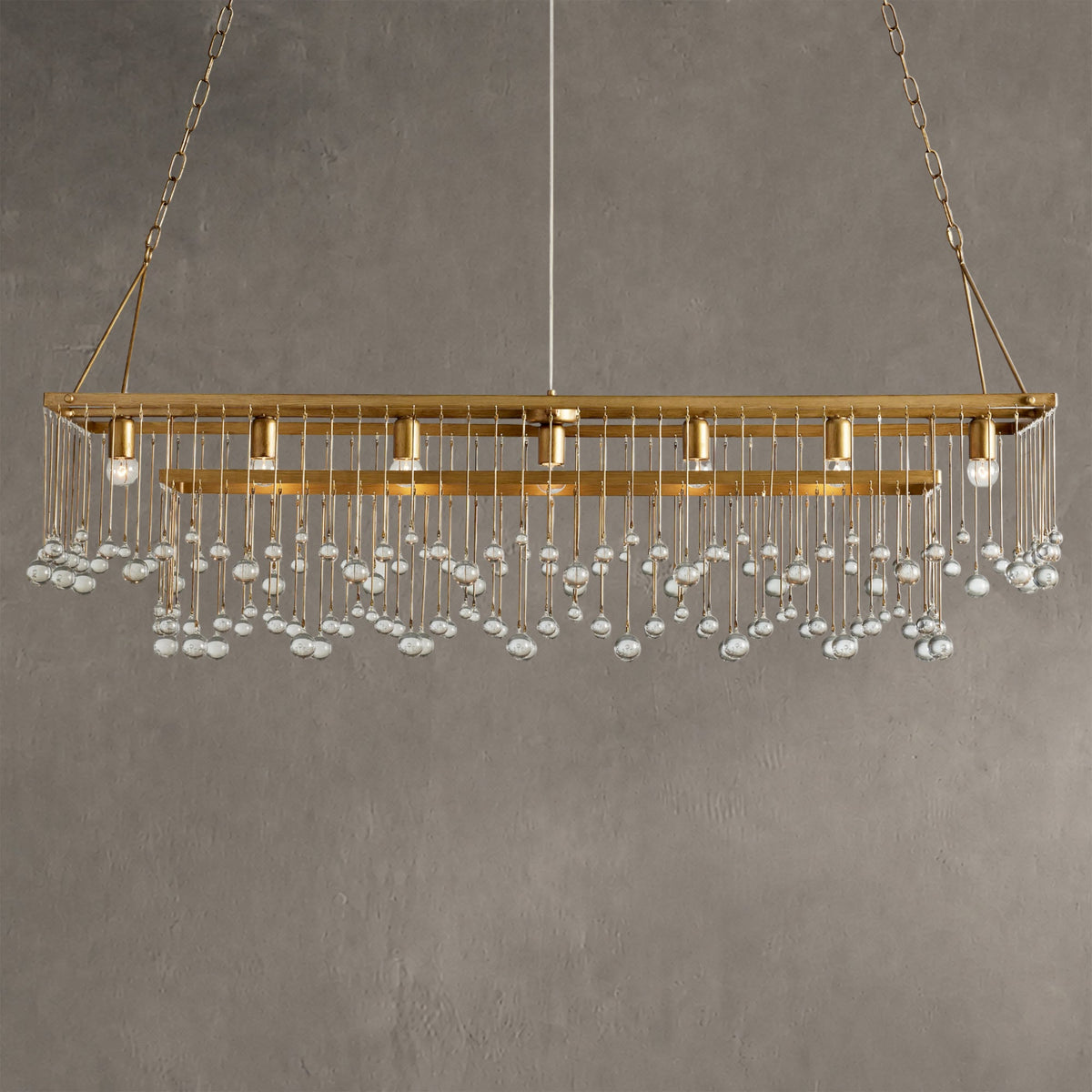 Aurelle Crystal Ball Rectangular Chandelier 47'' 60''