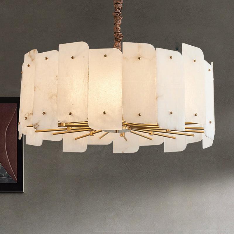 Marble Alabaster Lorry Round Chandelier 20" 31"