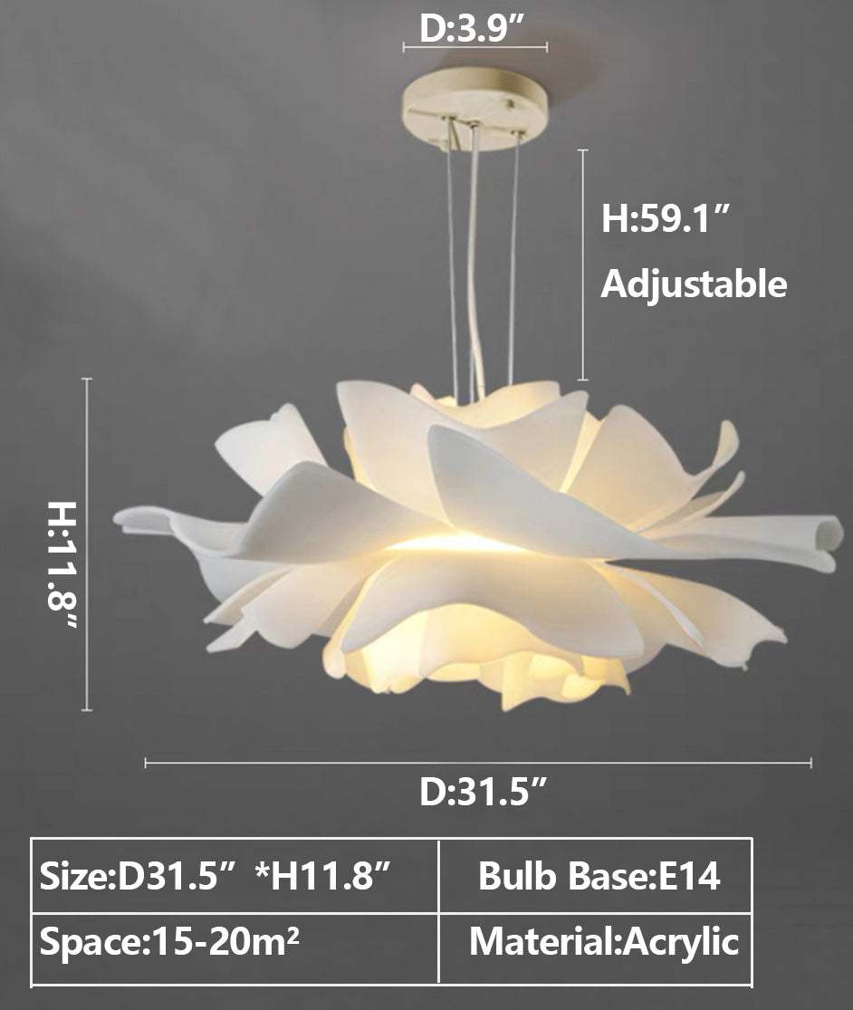 2024 New Arrival  Single White Flower Ceiling Light For Kitchen Dining Room Table