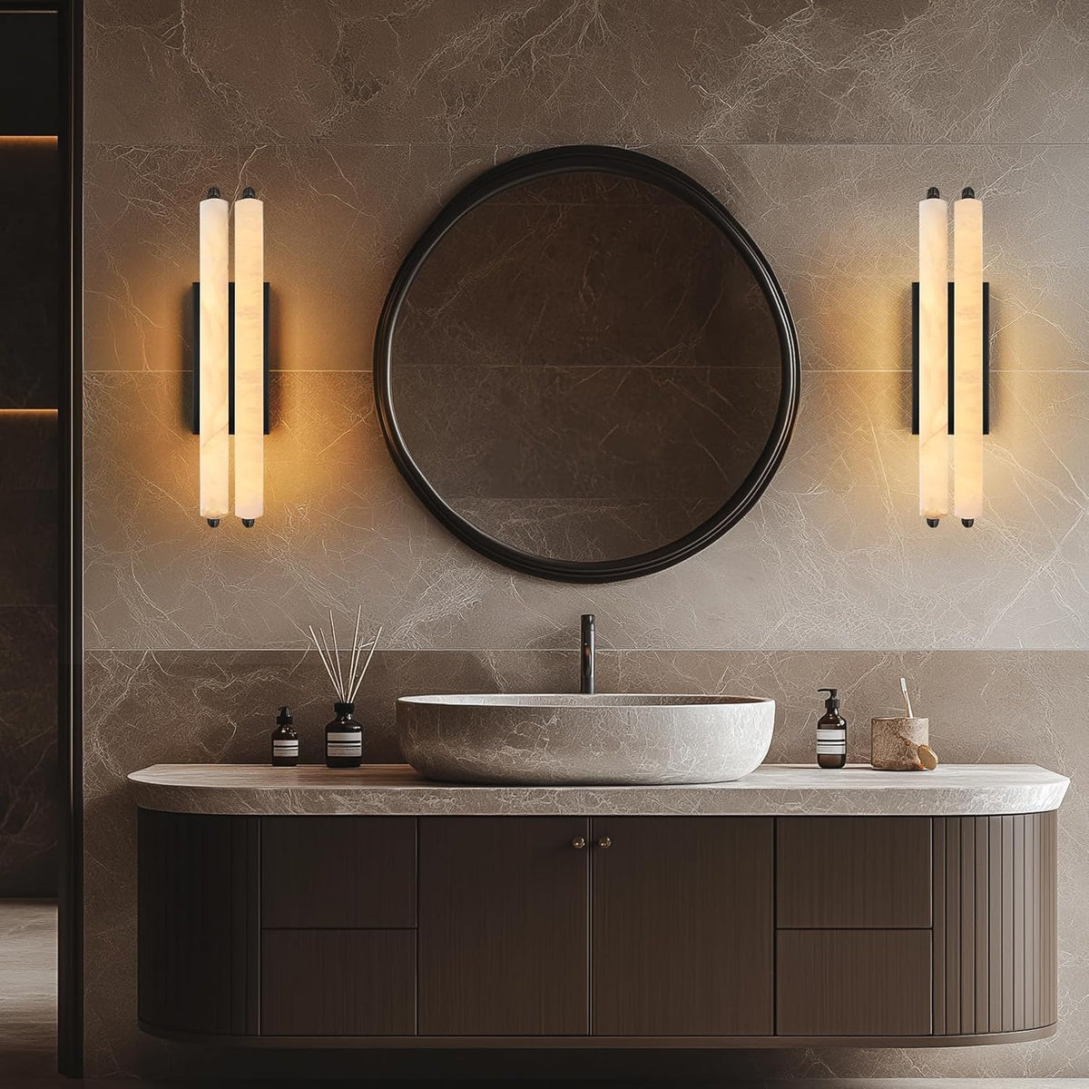 Elegant Alabaster Handcrafted Wall Sconce