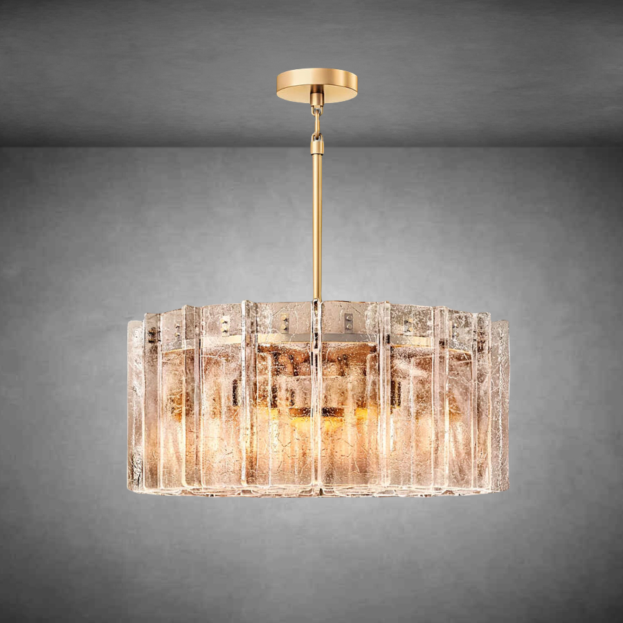 Lattace Smoke Glass Round Chandelier 36''48"