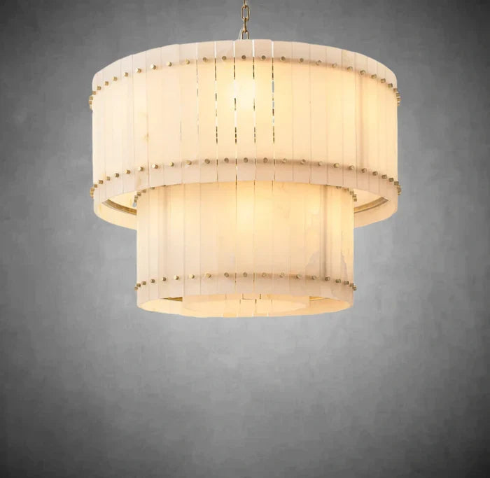 Sun Marcus Alabaster Round Tiered Chandelier