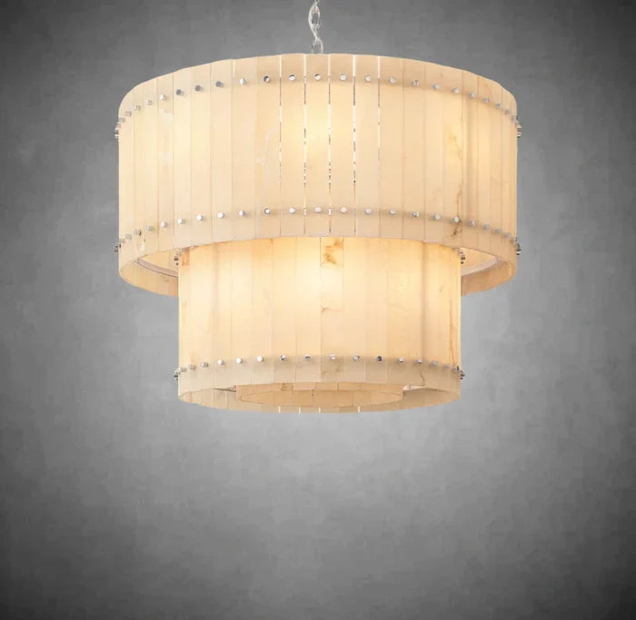 Sun Marcus Alabaster Round Tiered Chandelier