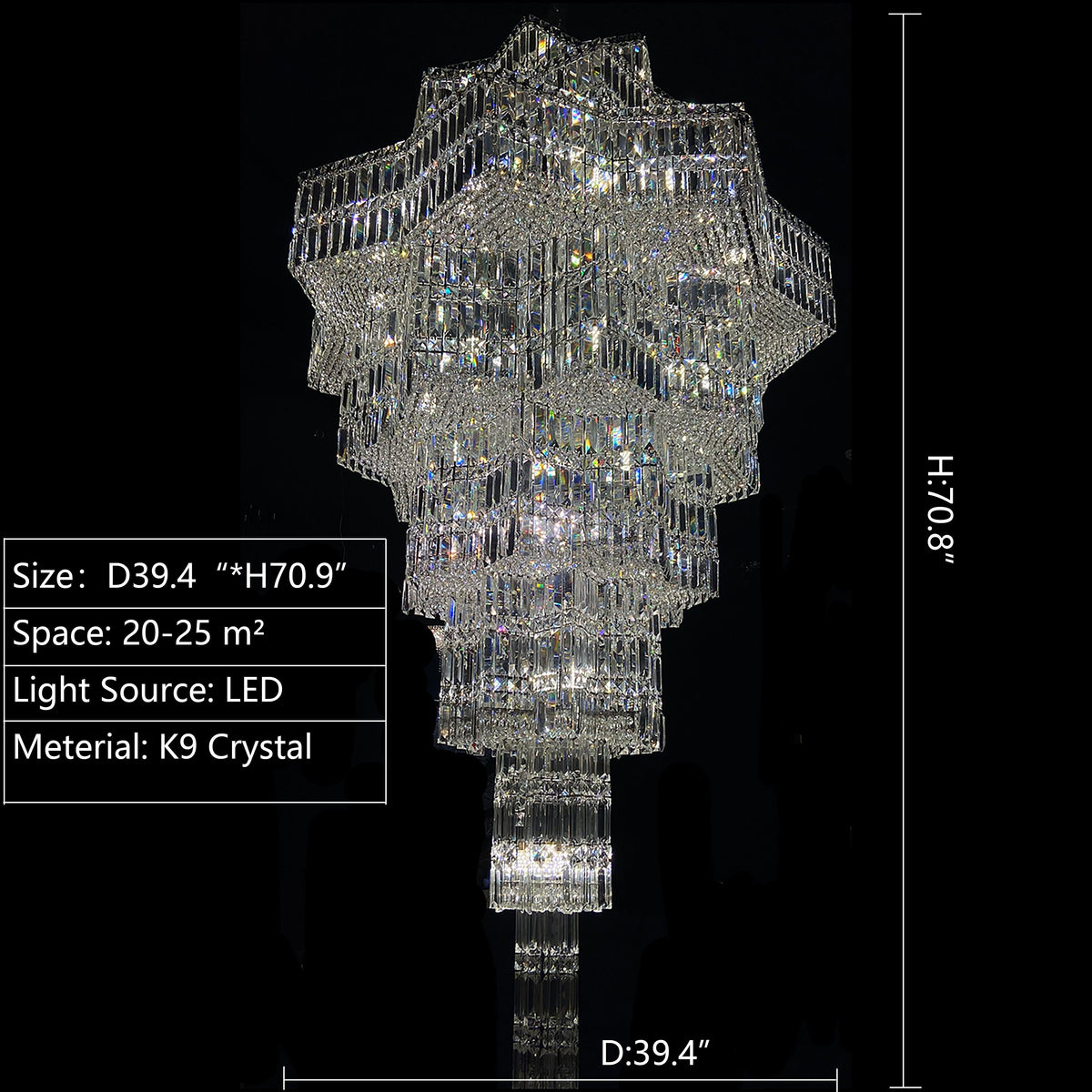 Luxury Plaza Multi-Tier Crystal Chandelier for High Ceilings/Hotel Hall / 2 Story Foyer - Yovalighting