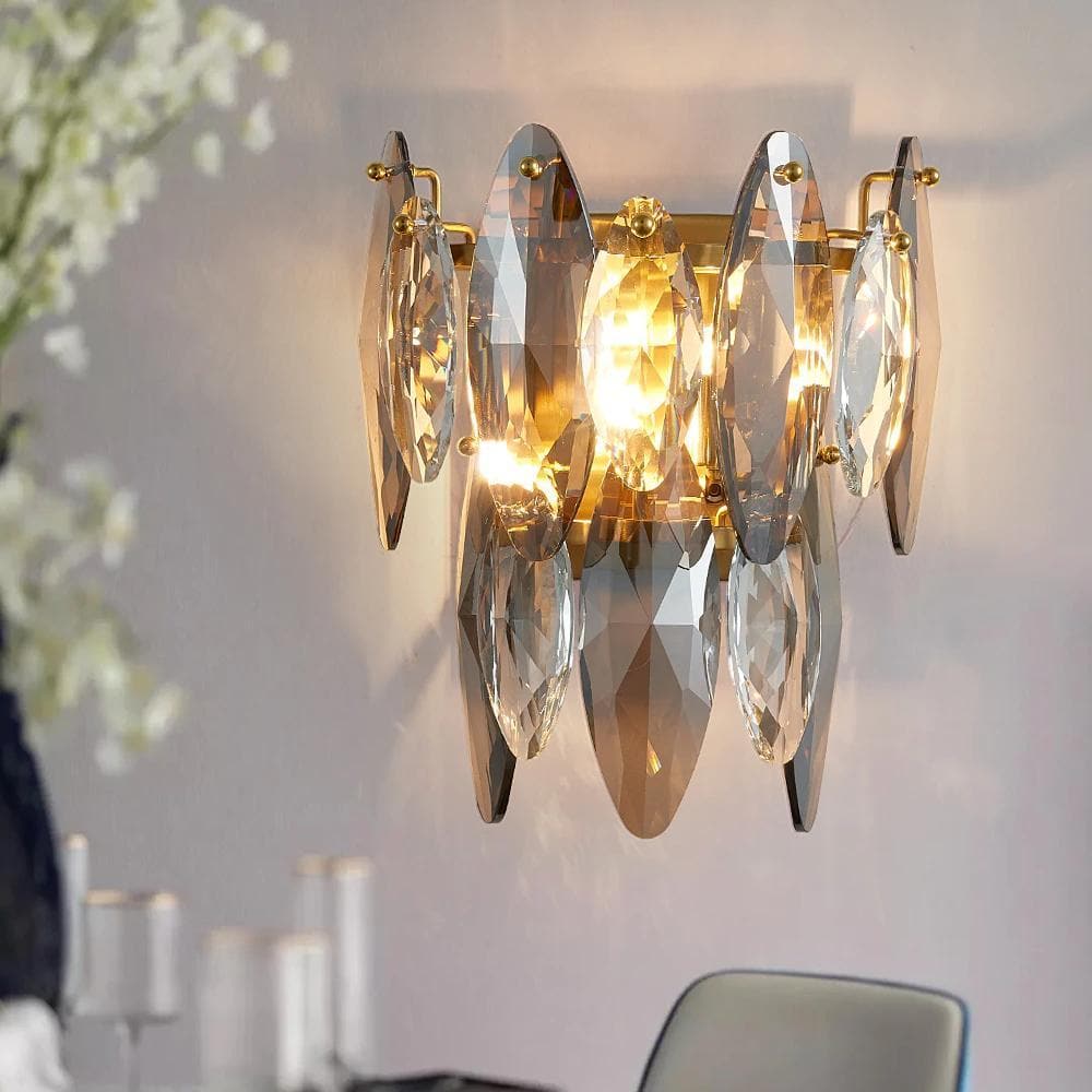 Multi sided Hand Crystal Wall Sconce