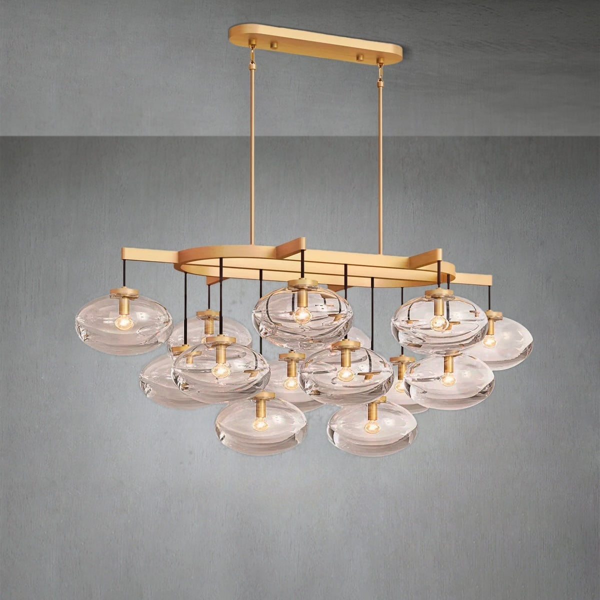 Cabrlet Clear Glass Linear Chandelier 54"