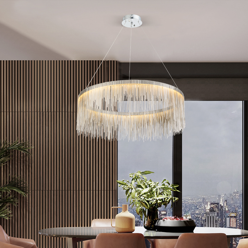 Vicky Modern Chain Tassel Round Chandelier