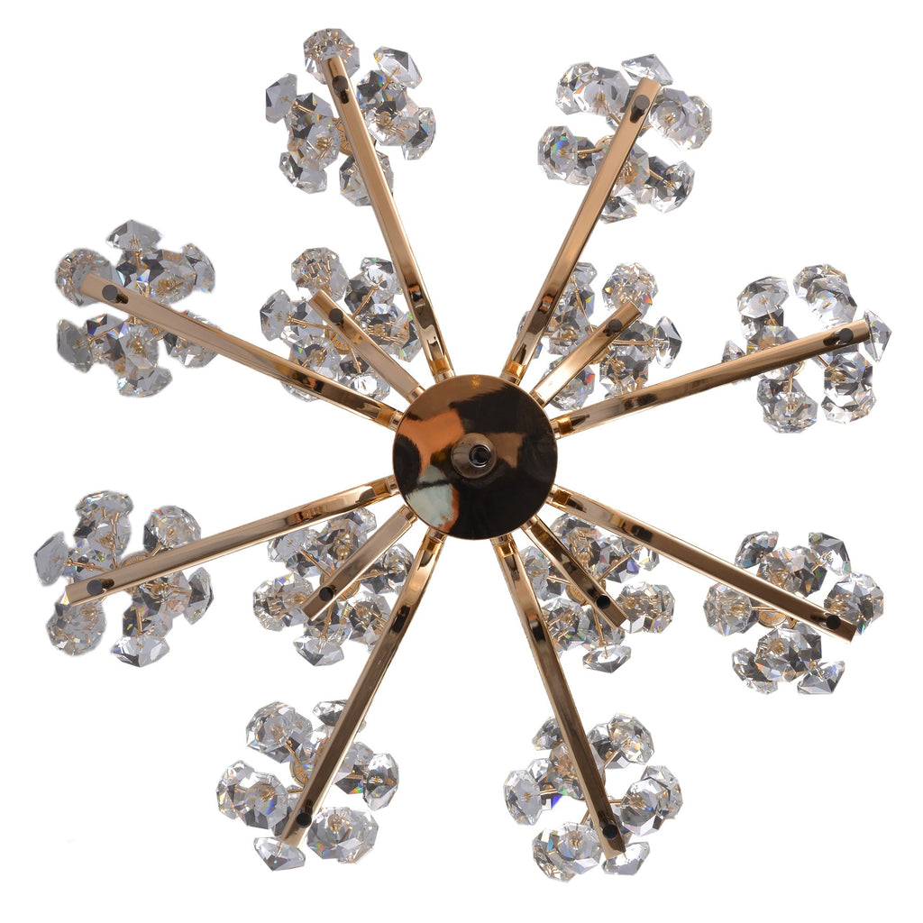 Modern Crystal Branch Chandelier in Gold Finish