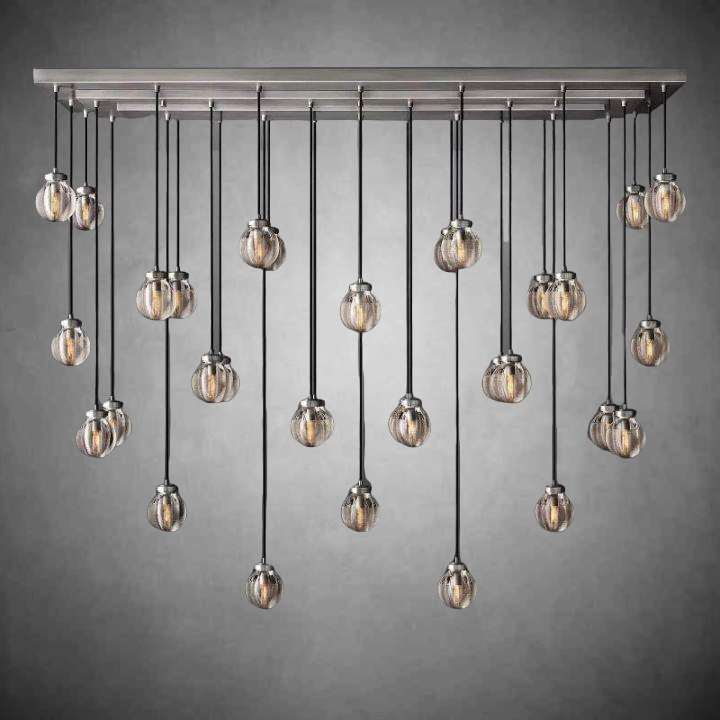 Pearls Spherical Modern Rectangular Chandelier 72”