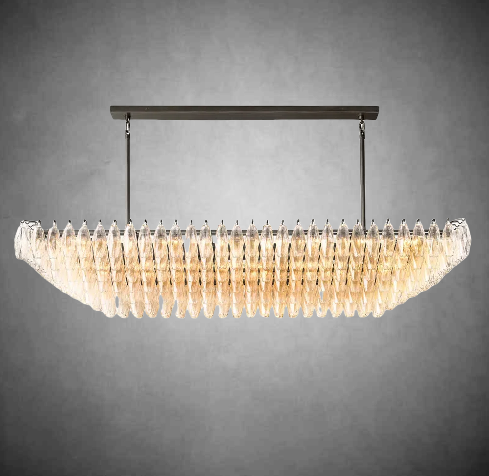 Chiaravalle Glass Tired Rectangular Chandelier 54"74''