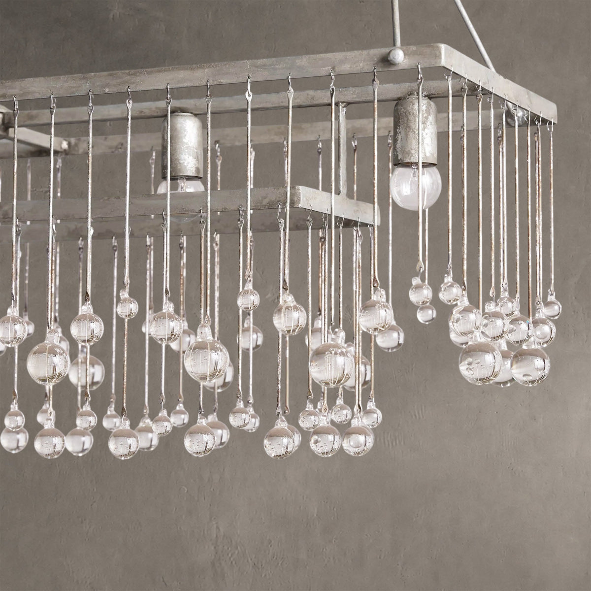 Aurelle Crystal Ball Rectangular Chandelier 47'' 60''