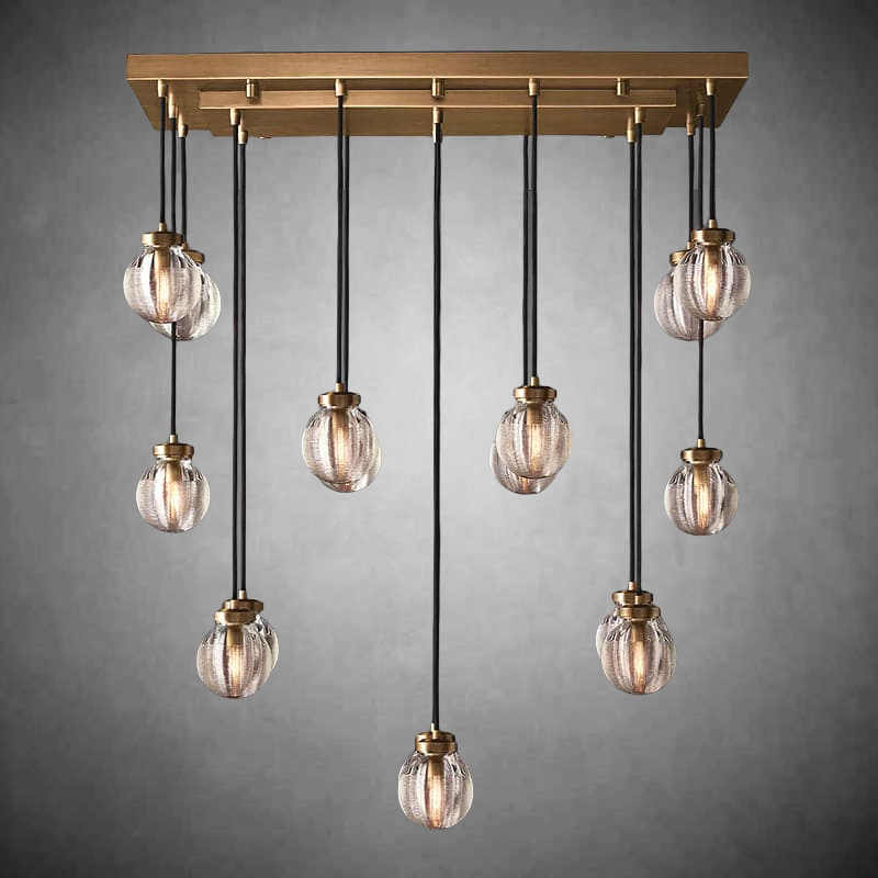 Pearls Spherical Modern Rectangular Chandelier 36”