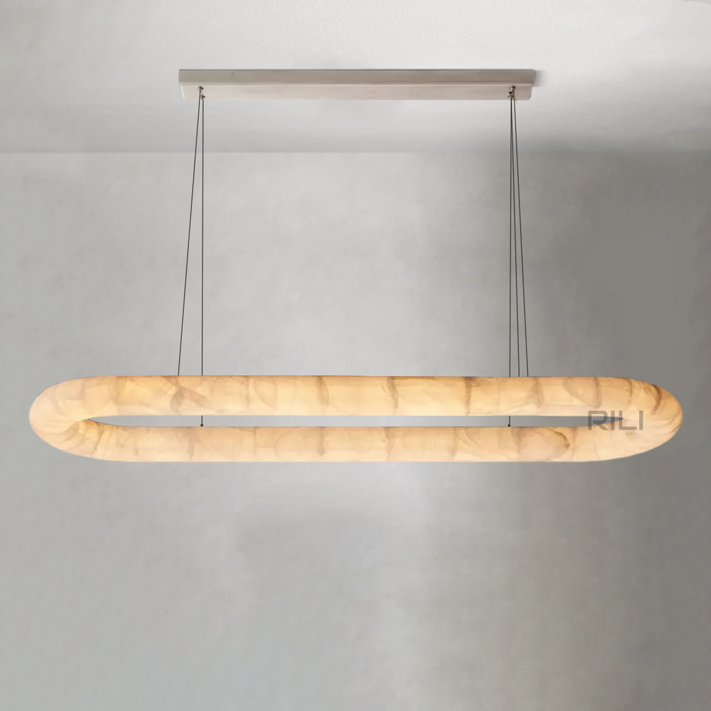 Rivaga Lisse Alabaster Oval Chandelier 57" 74"