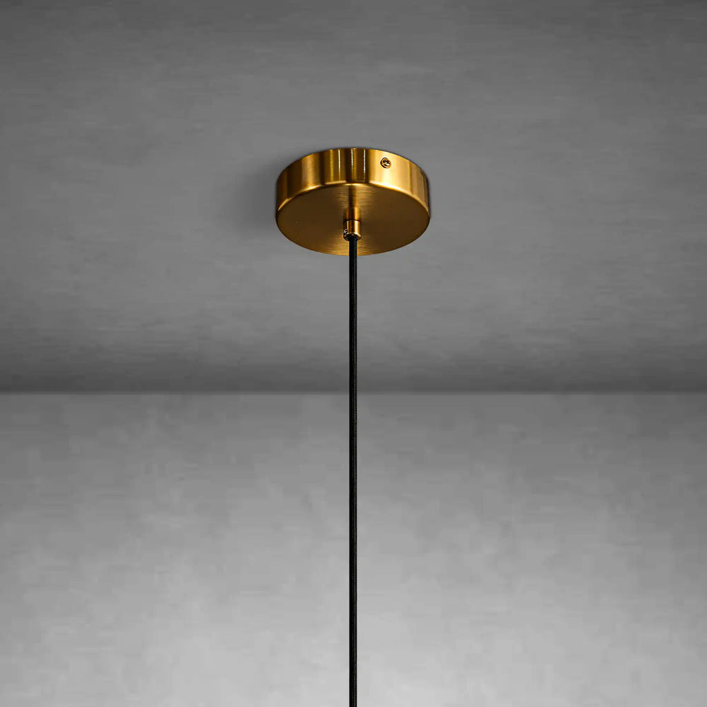 Spherical marble single pendant light