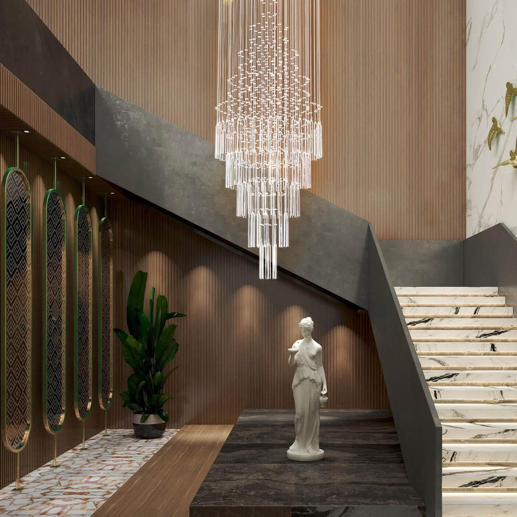 Floating Castle Round Rain Crystal Chandelier Ceiling Lights