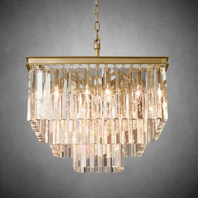 1920s Odaon Art Deco Square Chandelier 22"