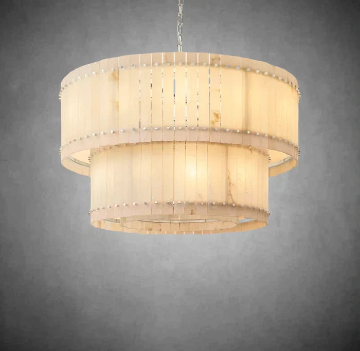 Sun Marcus Alabaster Round Tiered Chandelier