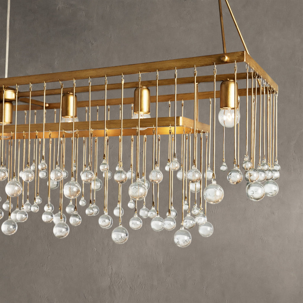 Aurelle Crystal Ball Rectangular Chandelier 47'' 60''