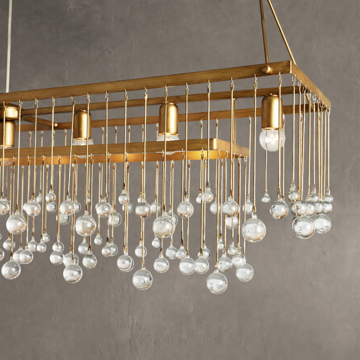 Aurelle Crystal Ball Rectangular Chandelier 47'' 60''