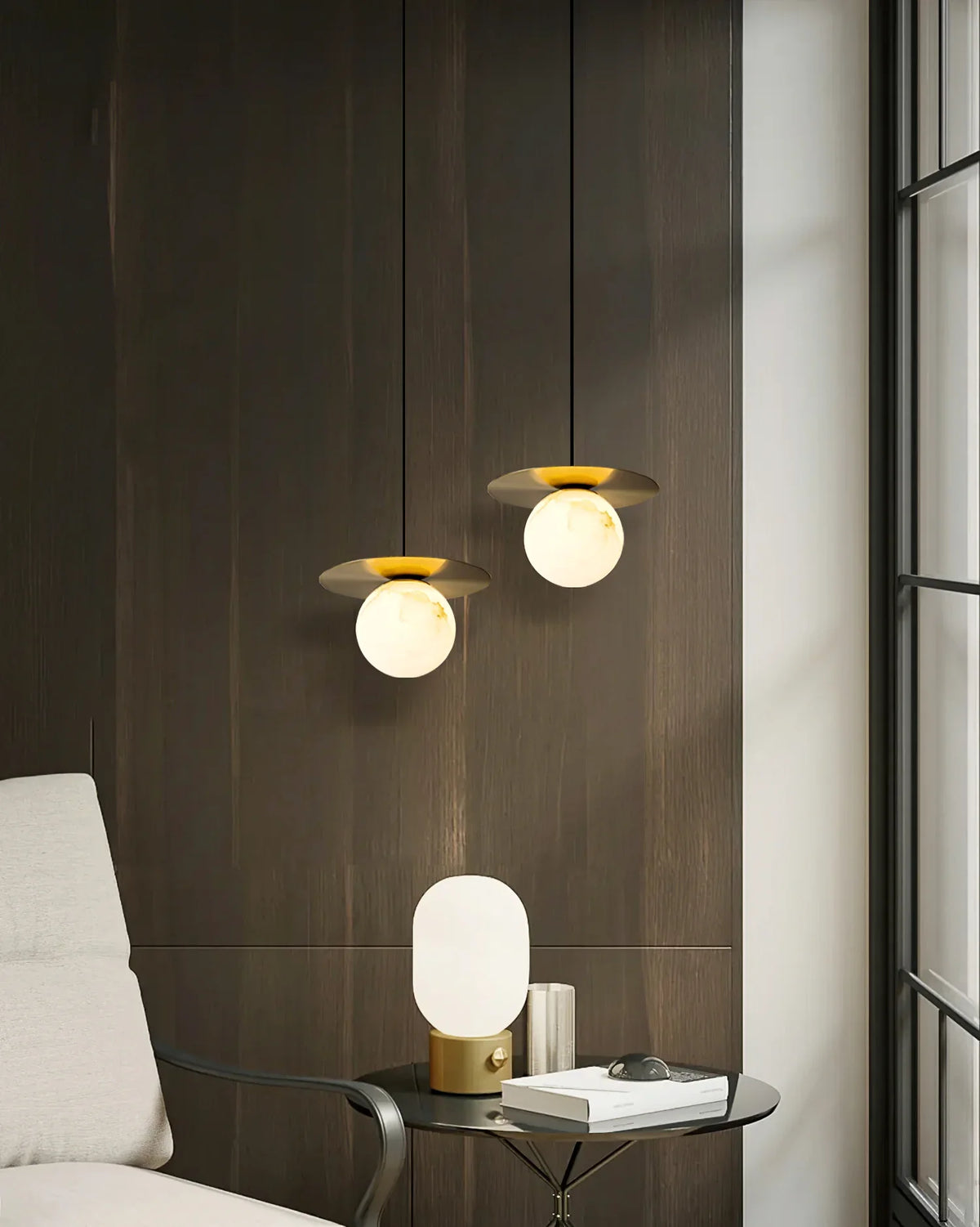 Spanish Alabaster Bedside Pendant Light