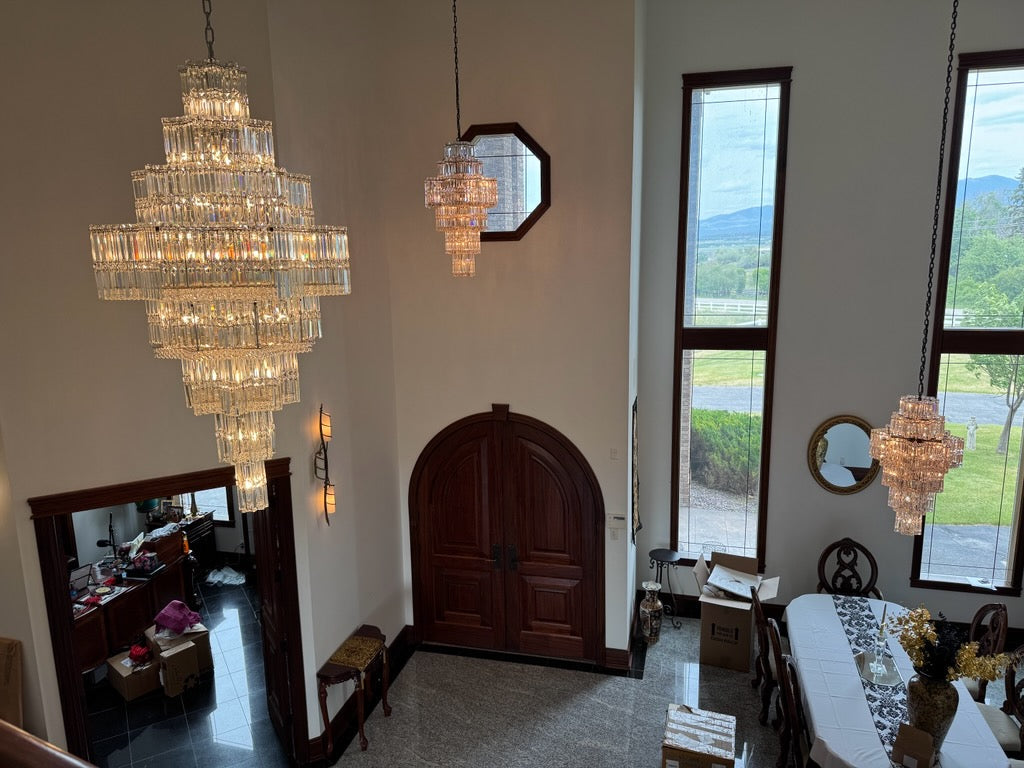 Celestia Grand Crystal Chandelier | Luxury Staircase & Entryway Lighting 36H
