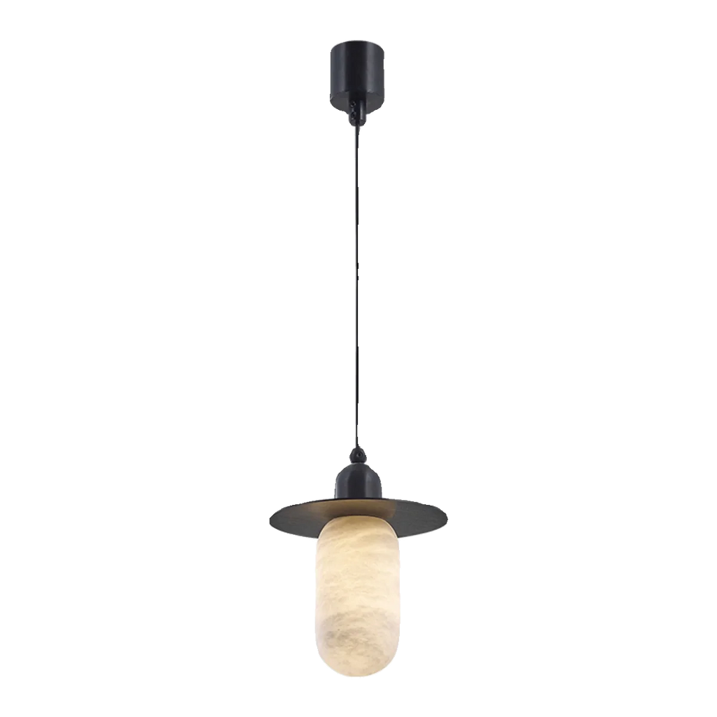 Nordic Alabaster and Brass Minimalist Pendant Light