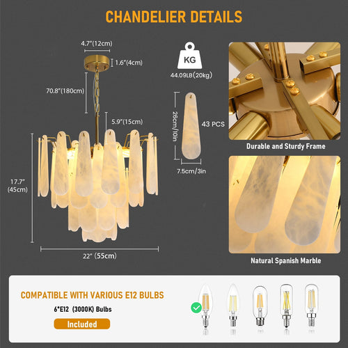 Alabaster Chandelier 22"