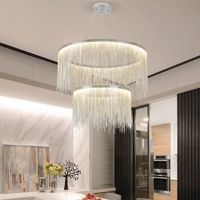 Vicky Two-tier Chain Tassel Round Chandelier
