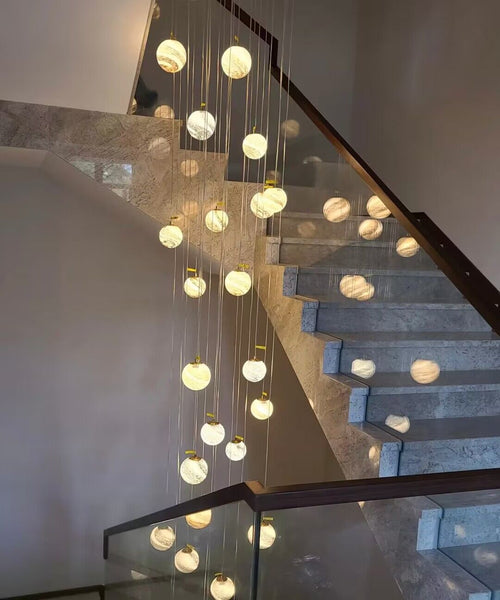 2023 New Nordic Planet Creative Long Pendant Chandelier For Staircase/Foyer/High-ceiling Hallway