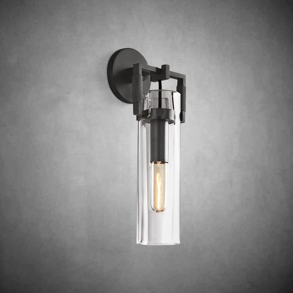 Machine Glass Cylinder Wall Sconce 9''12''16"