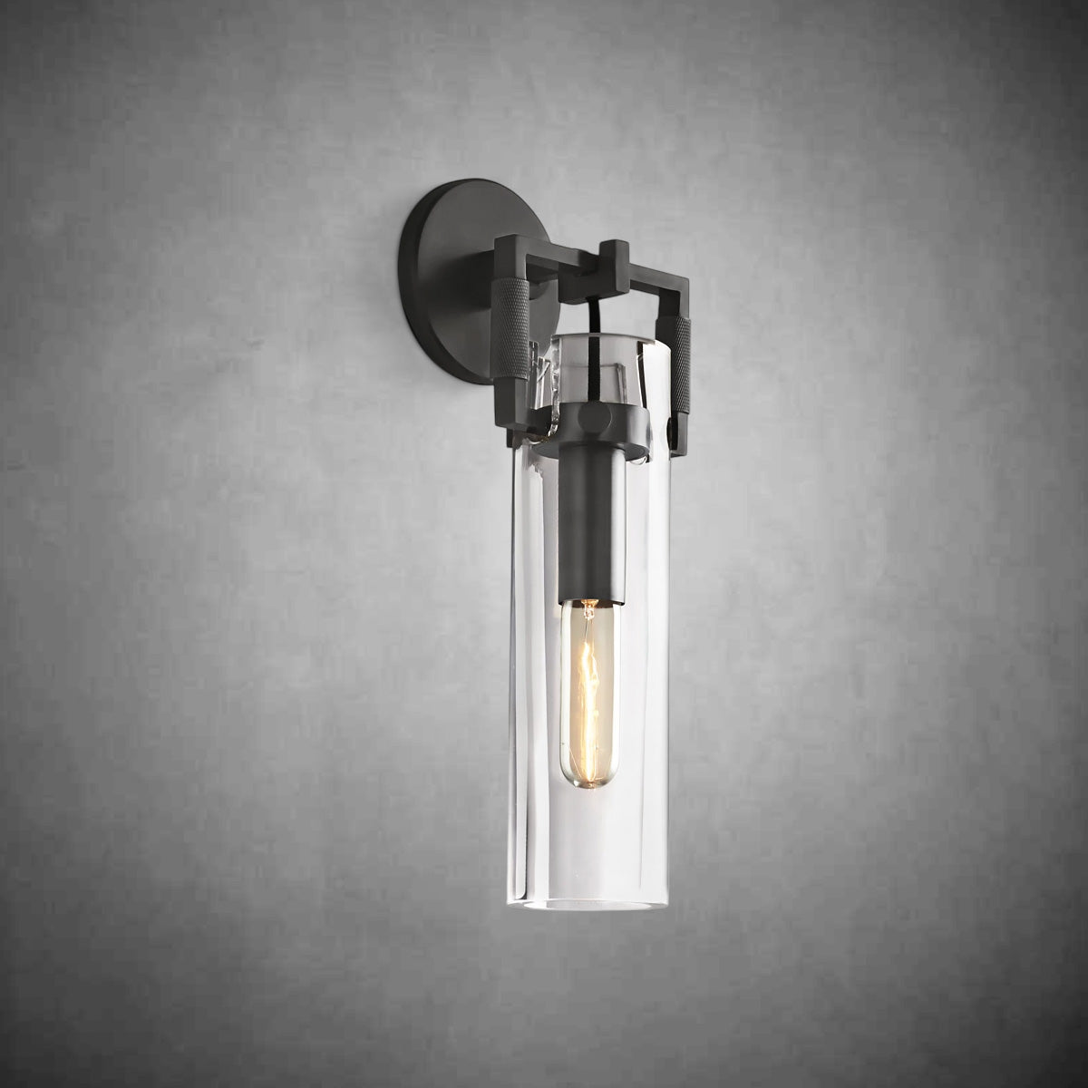 Machine Glass Cylinder Wall Sconce 9''12''16"