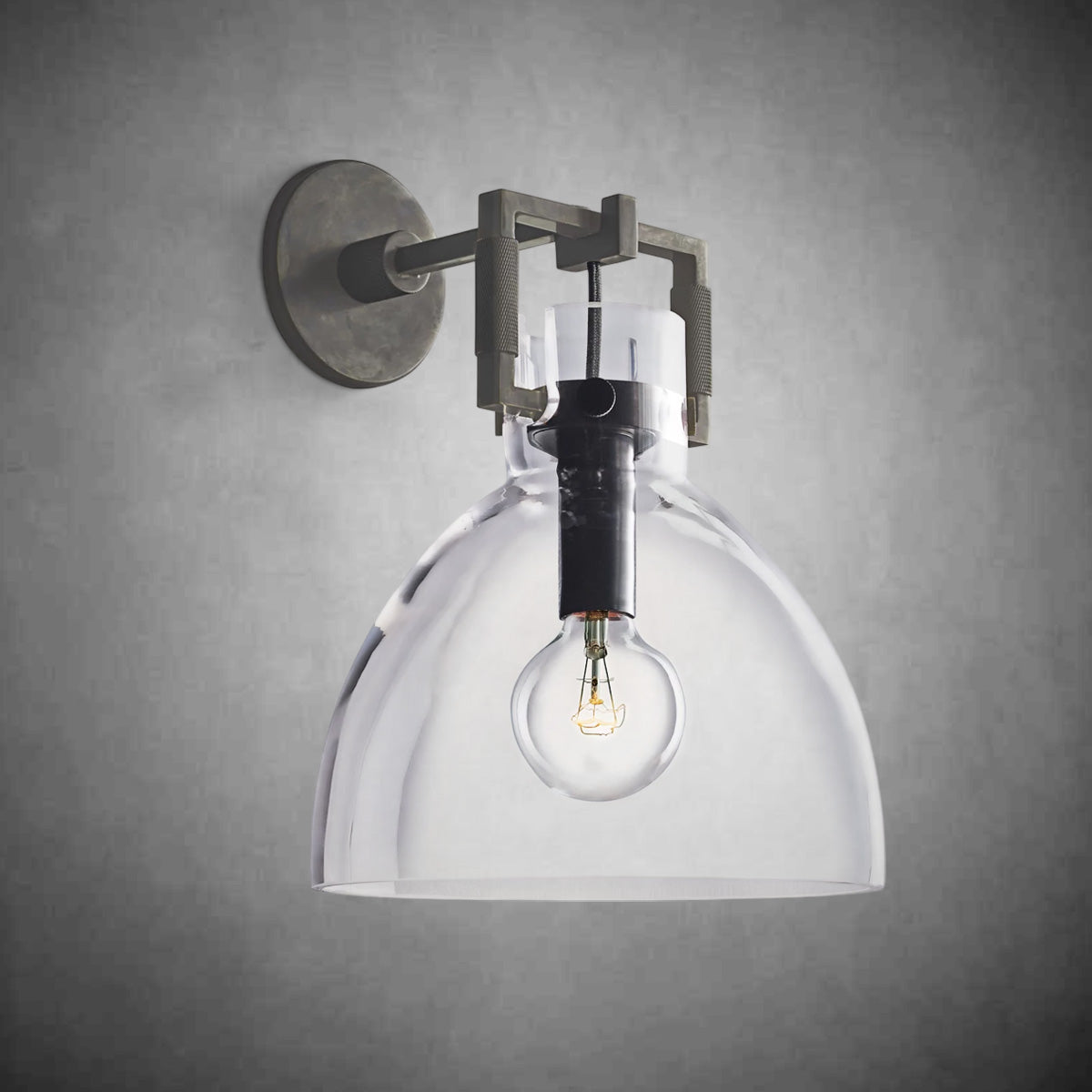 Machine Glass Cloche Sconce 8''10''