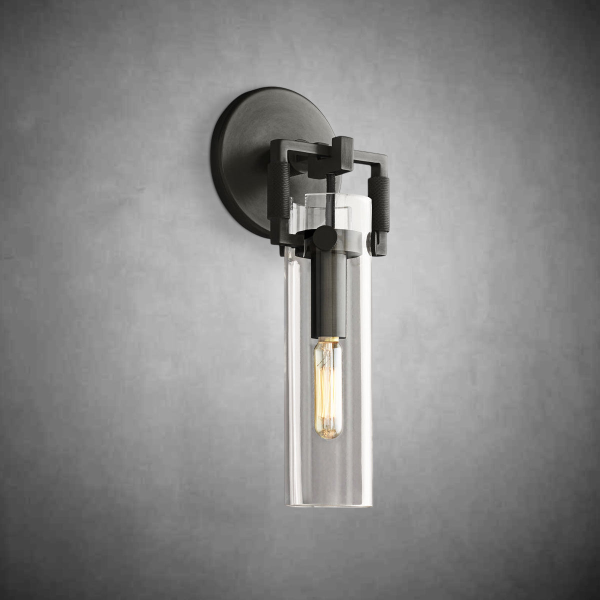 Machine Glass Cylinder Wall Sconce 9''12''16"
