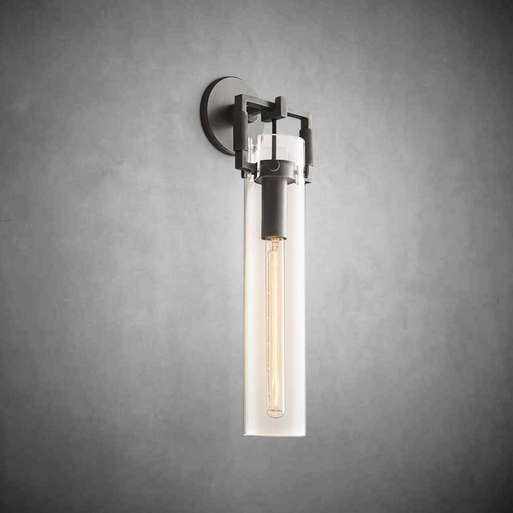 Machine Glass Cylinder Wall Sconce 9''12''16"