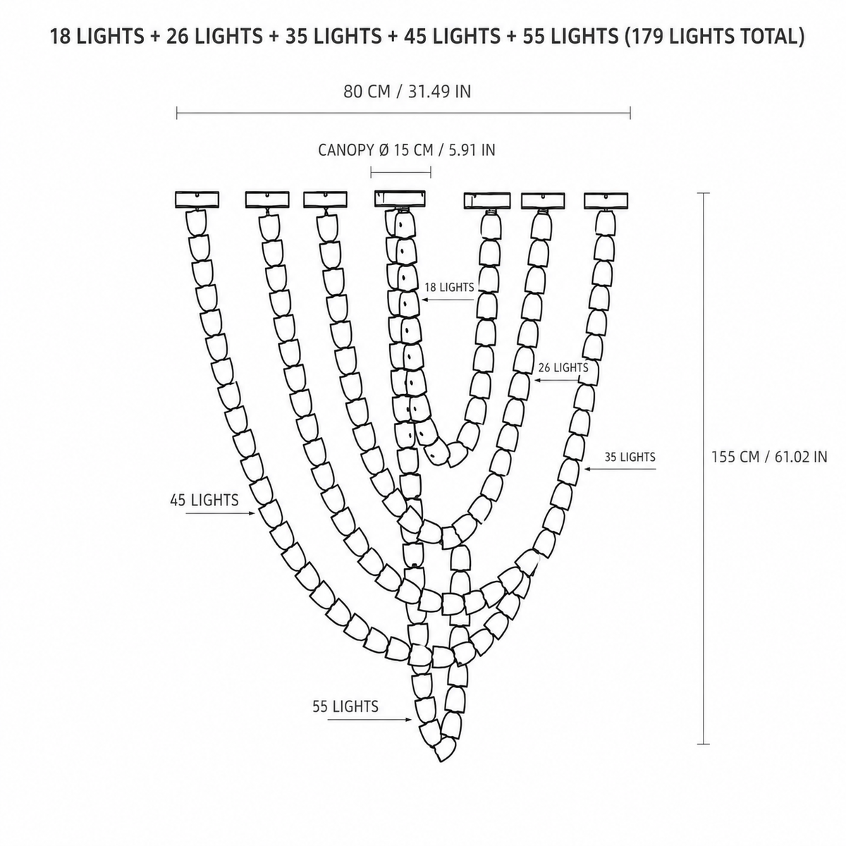 Chandelier Versailles Veil Cascading Crystal