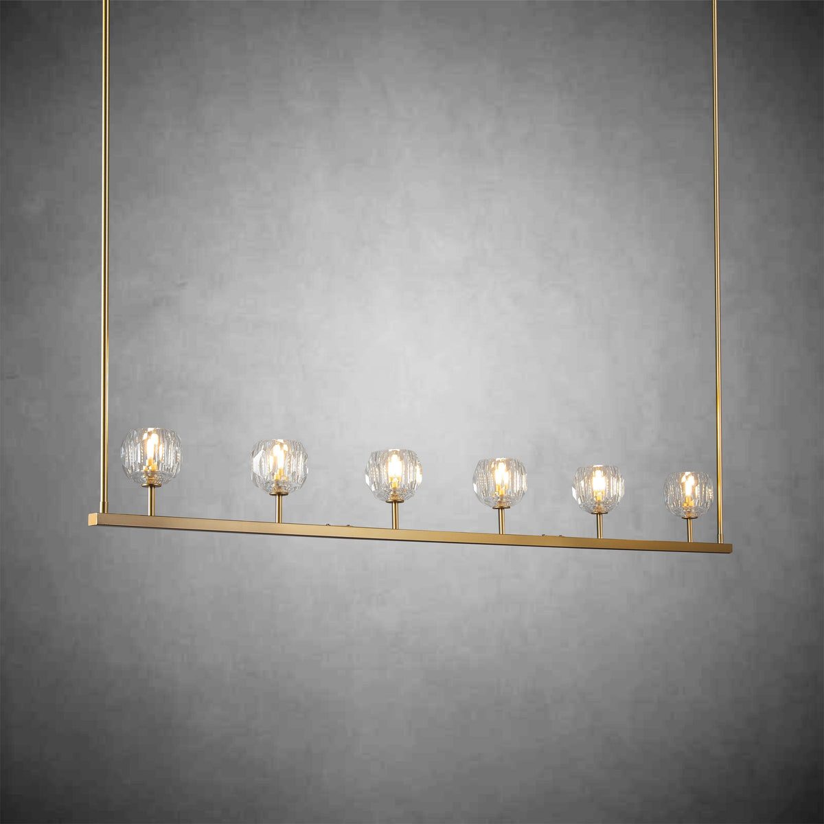 Bille De Crystal Ball Linear Chandelier 48” 60"